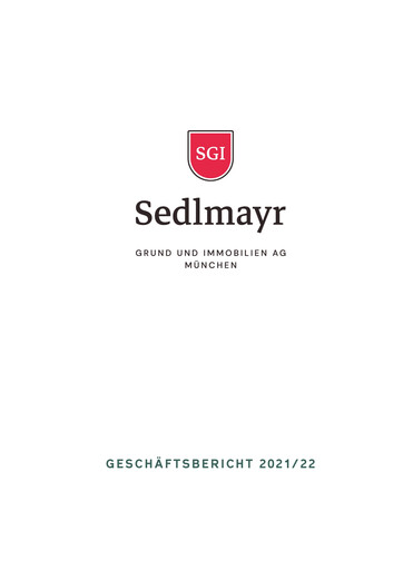 Miniature Sedlmayr Grund und Immobilien AG Rapport annuel 2021-2022