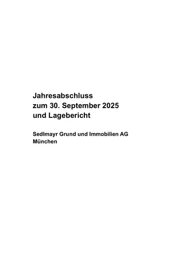 Vorschaubild Sedlmayr Grund und Immobilien AG Finanzmitteilung 2024-2025