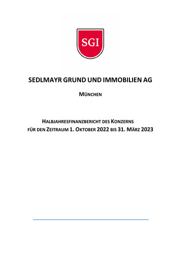 Thumbnail Sedlmayr Grund und Immobilien AG Half-year Report 2022-2023
