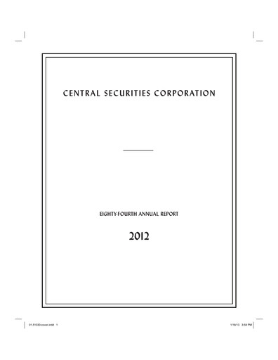 Thumbnail Central Securities Annual Report 2012