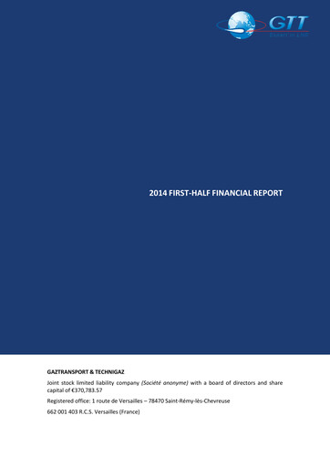 Thumbnail Gaztransport & Technigaz Half-year Report 2014-h1