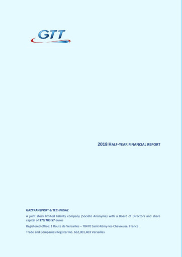 Thumbnail Gaztransport & Technigaz Half-year Report 2018-h1