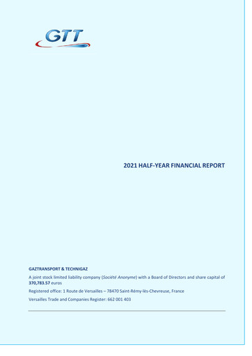 Thumbnail Gaztransport & Technigaz Half-year Report 2021-h1
