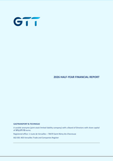 Miniature Gaztransport & Technigaz Rapport semestriel 2026-h1