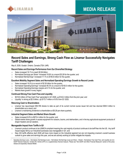 Thumbnail Linamar Quarterly Report 2026-q1