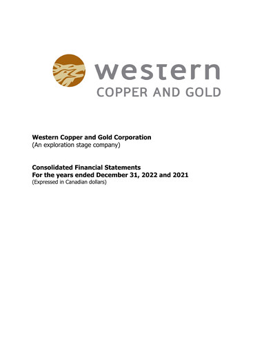 Thumbnail Western Copper and Gold Financial Statement 2022