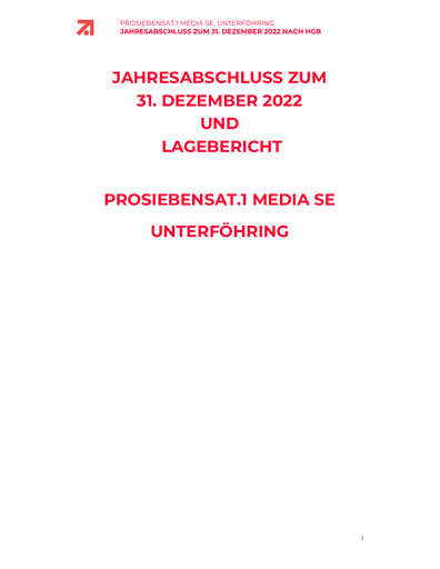 Thumbnail ProSiebenSat.1 Media
 Financial Statement 2022