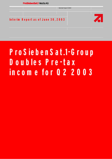 Thumbnail ProSiebenSat.1 Media
 Half-year Report 2003-h1
