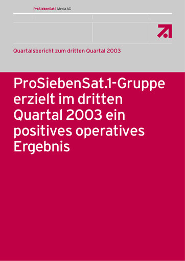 Thumbnail ProSiebenSat.1 Media
 Quarterly Report 2003-q3