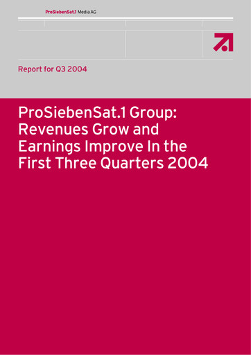Vorschaubild ProSiebenSat.1 Media
 Quartalsbericht 2004-q3