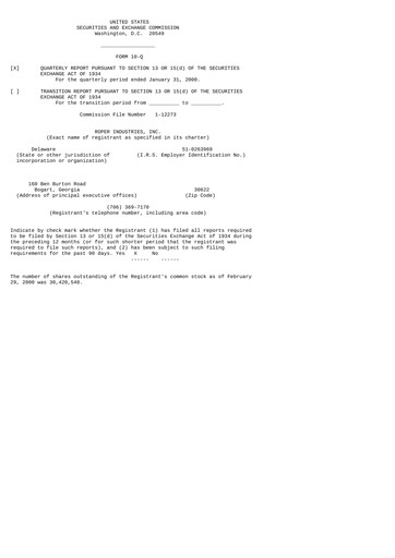 Thumbnail Roper Technologies Quarterly Report 2000-q1