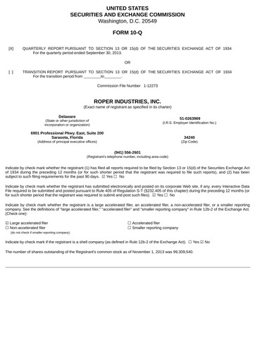 Thumbnail Roper Technologies Quarterly Report 2013-q3