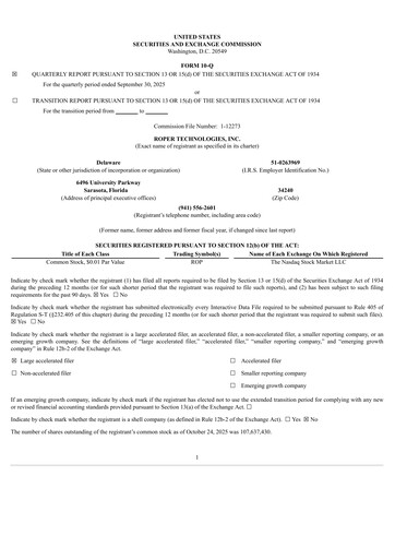 Thumbnail Roper Technologies Quarterly Report 2025-q3