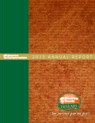 Thumbnail 1st Source
 Annual Report 2013