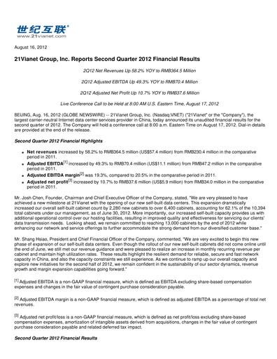 Thumbnail VNET Group Quarterly Report 2012-q2