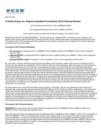 Thumbnail VNET Group Quarterly Report 2014-q1