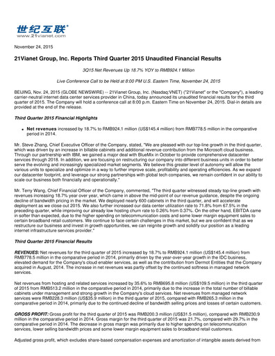 Thumbnail VNET Group Quarterly Report 2015-q3