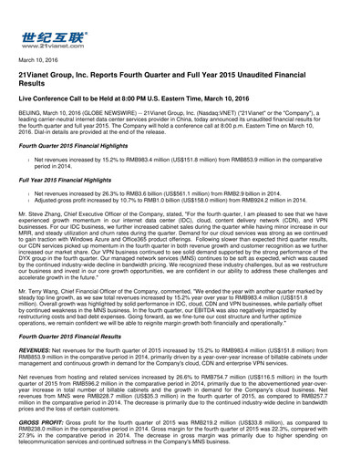 Thumbnail VNET Group Quarterly Report 2015-q4