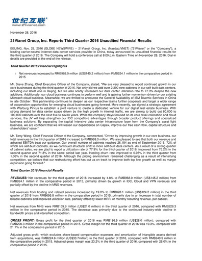 Thumbnail VNET Group Quarterly Report 2016-q3