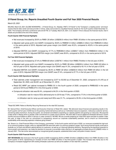 Thumbnail VNET Group Quarterly Report 2020-q4