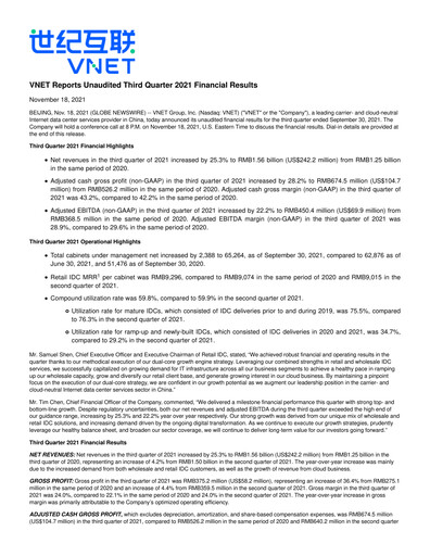 Thumbnail VNET Group Quarterly Report 2021-q3