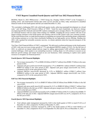 Thumbnail VNET Group Quarterly Report 2022-q4