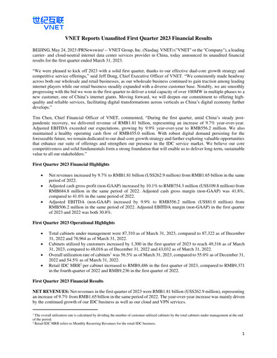 Thumbnail VNET Group Quarterly Report 2023-q1