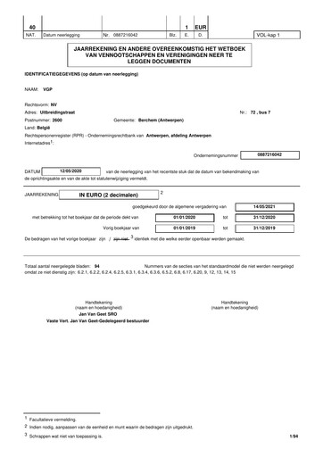 Thumbnail VGP NV Financial Statement 2020