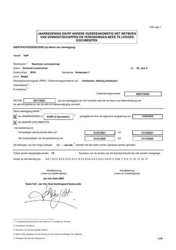 Thumbnail VGP NV Financial Statement 2021