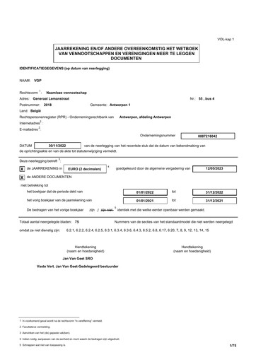 Thumbnail VGP NV Financial Statement 2022