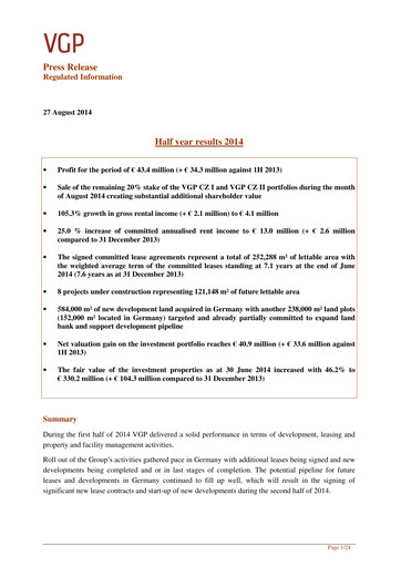 Thumbnail VGP NV Half-year Report 2014-h1