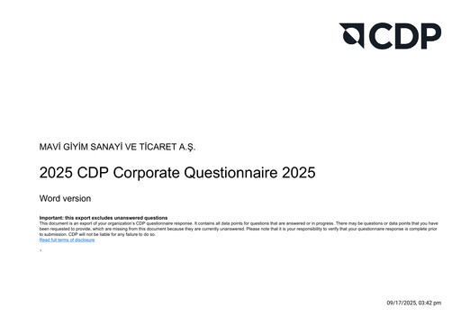 Thumbnail Mavi Giyim Sanayi ve Ticaret ESG Report 2025