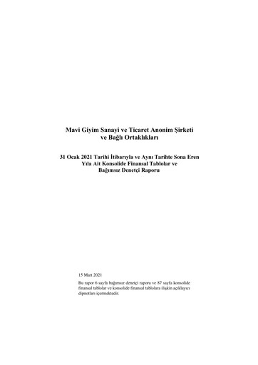 Thumbnail Mavi Giyim Sanayi ve Ticaret Financial Statement 2020