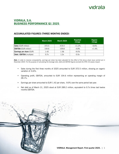 Miniature Vidrala Rapport trimestriel 2025-q1