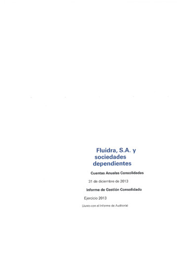 Thumbnail Fluidra Financial Statement 2013