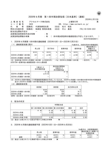 Thumbnail Axel Mark Quarterly Report fy2026-q1