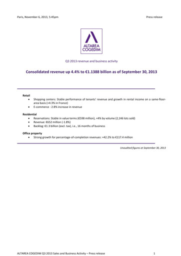 Thumbnail Altarea Quarterly Report 2013-q3
