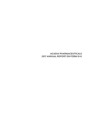 Thumbnail ACADIA Pharmaceuticals Annual Report 2017