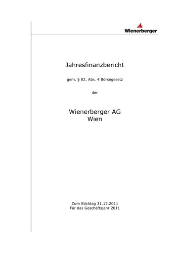 Thumbnail Wienerberger Financial Statement 2011