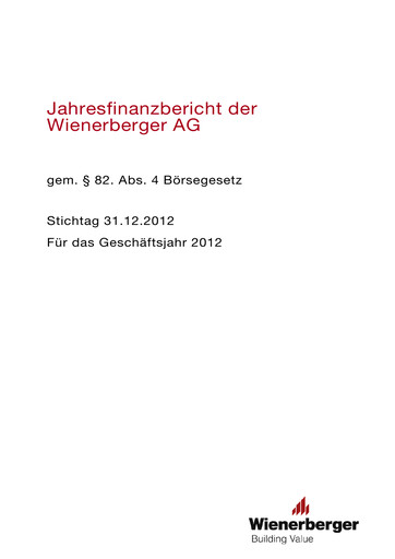 Thumbnail Wienerberger Financial Statement 2012