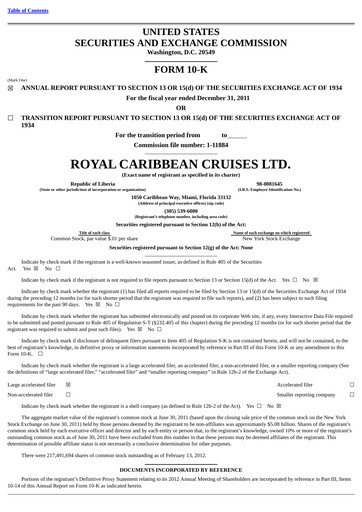 Vorschaubild Royal Caribbean Group Jahresbericht 2011