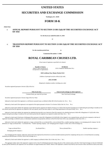 Vorschaubild Royal Caribbean Group Jahresbericht 2018