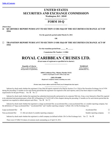 Thumbnail Royal Caribbean Group Quarterly Report 2011-q1
