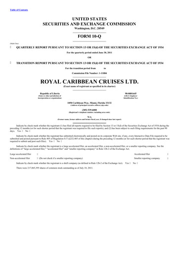 Thumbnail Royal Caribbean Group Quarterly Report 2011-q2