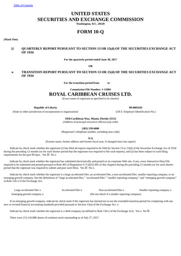 Thumbnail Royal Caribbean Group Quarterly Report 2017-q2