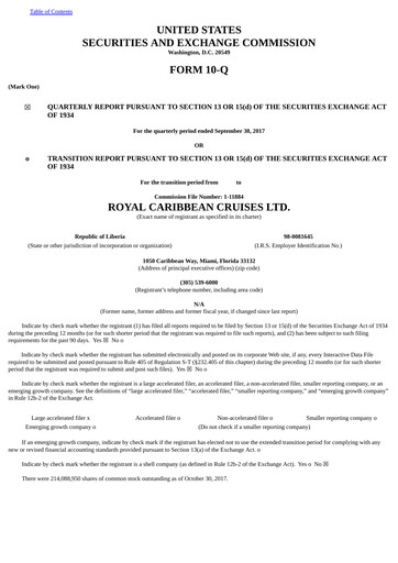 Thumbnail Royal Caribbean Group Quarterly Report 2017-q3