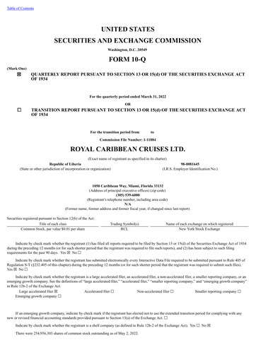 Thumbnail Royal Caribbean Group Quarterly Report 2022-q1