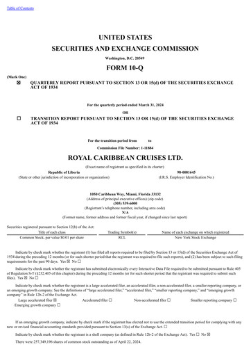 Thumbnail Royal Caribbean Group Quarterly Report 2024-q1