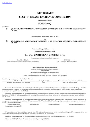 Thumbnail Royal Caribbean Group Quarterly Report 2025-q1