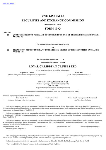 Thumbnail Royal Caribbean Group Quarterly Report 2026-q1